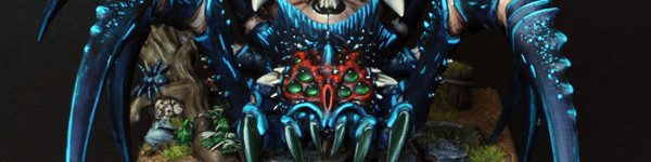 Blue Arachnarok Spider with Goblin Great Shaman