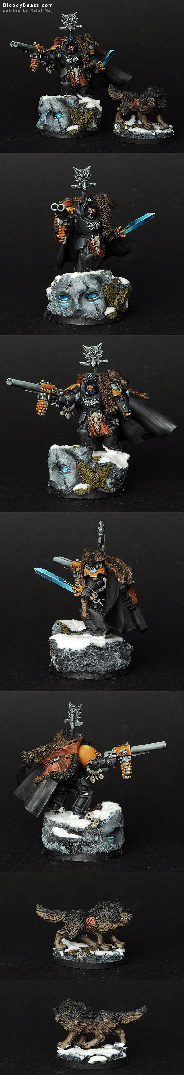 Space Wolves Lone Wolf with Wolf Companion painted by Rafal Maj (BloodyBeast.com)