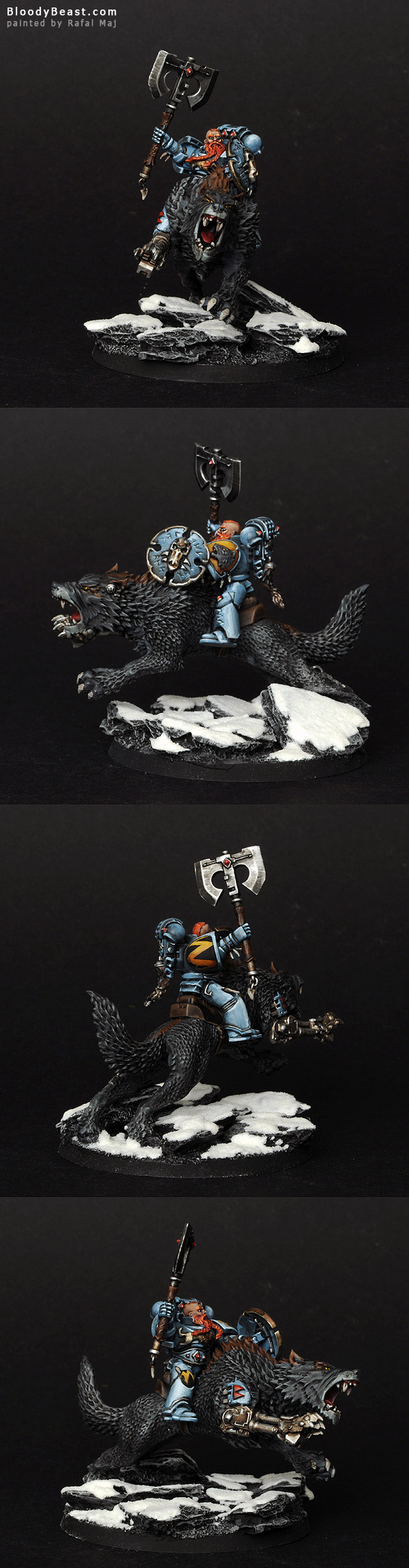 Space Wolves Thunderwolf Cavalry painted by Rafal Maj (BloodyBeast.com)