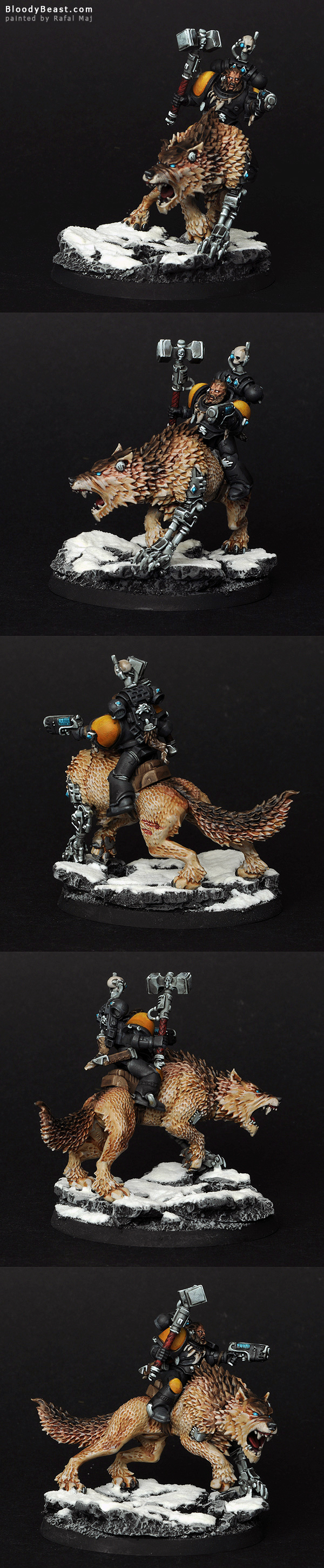 Space Wolves Thunderwolf Cavalry painted by Rafal Maj (BloodyBeast.com)