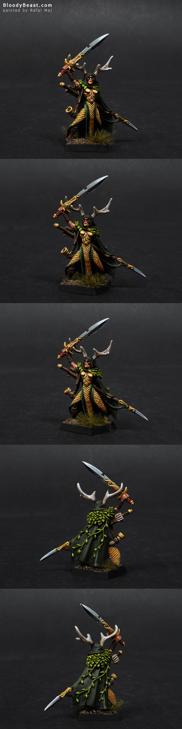 Wood Elf Lord with Sword and Spear painted by Rafal Maj (BloodyBeast.com)