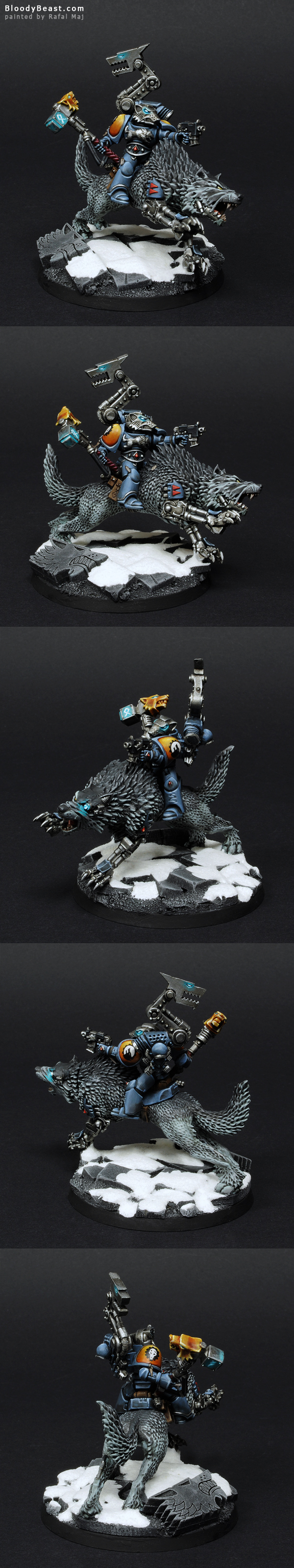Space Wolves Iron Priest On Thunderwolf painted by Rafal Maj (BloodyBeast.com)