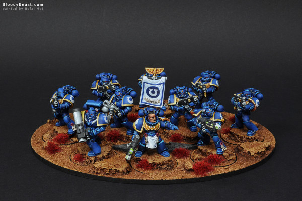 Space Marines Ultramarines Tactical Squad painted by Rafal Maj (BloodyBeast.com)