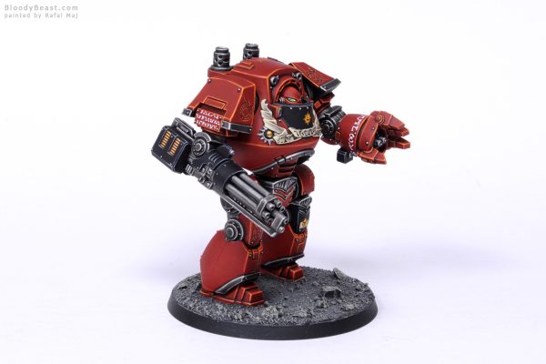 Horus Heresy Word Bearers Contemptor Dreadnought with Kheres Assault Cannon.